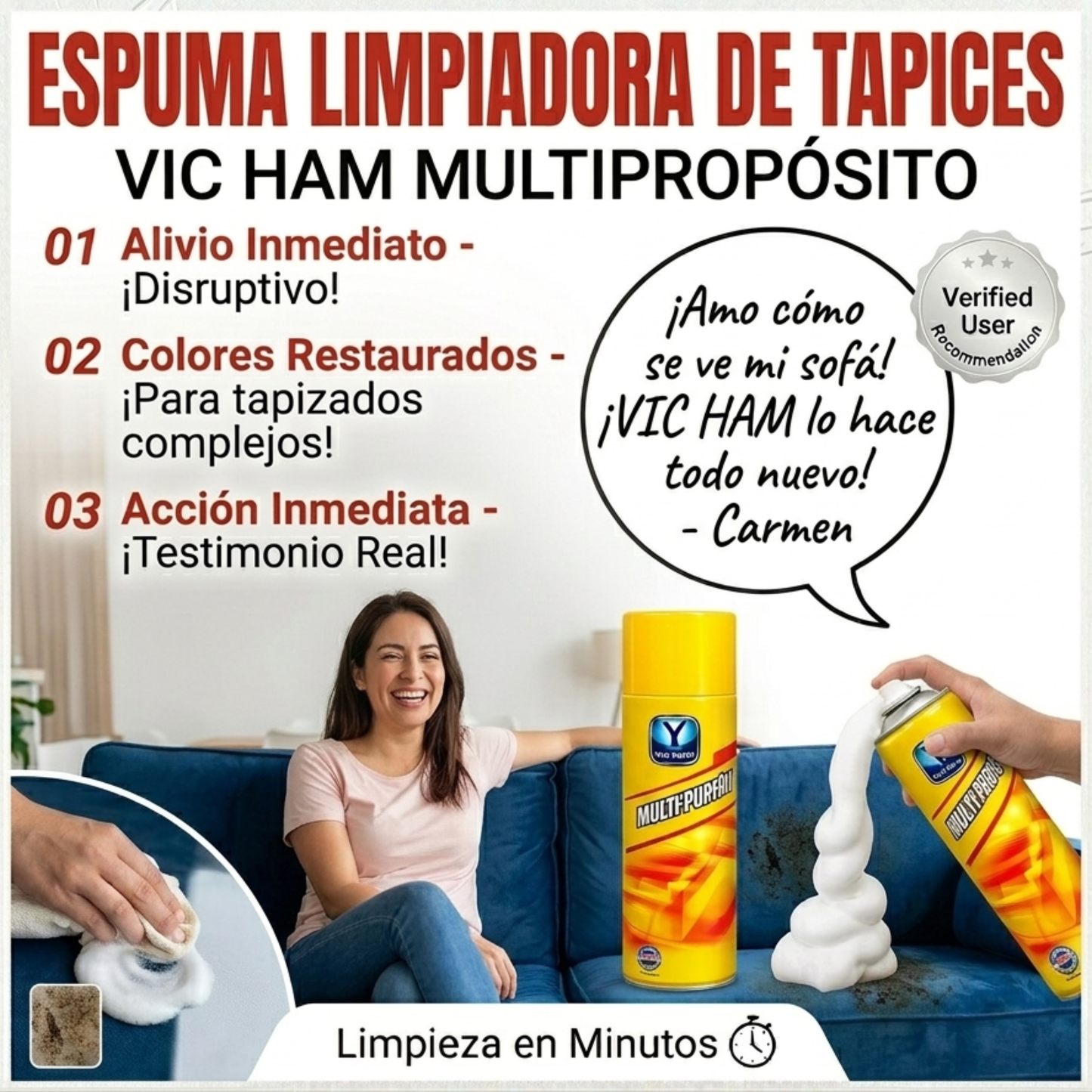 ESPUMA LIMPIADORA VIC HAM MULTIPROPÓSITO - Espuma Limpiador de Tapiz