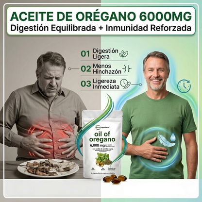ACEITE DE ORÉGANO 6000MG Digestión Equilibrada + Inmunidad Reforzada