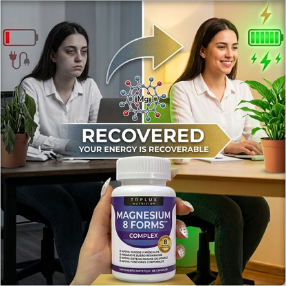 MAGNESIO 8 FORMS™ El Equilibrio que Tu Cuerpo Reclama Recupera Energía. Duerme Profundo. Vive Fuerte.